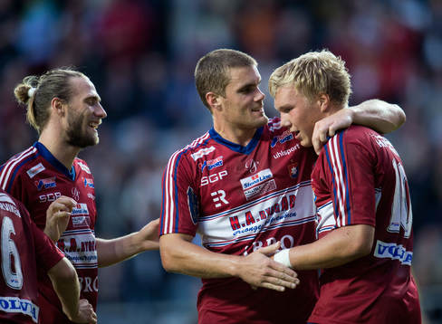 Oskar Wallén, Örgryte, gör 1-0, jubel David Leinar