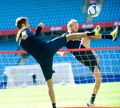 Fotboll, VM-kval, Sverige, träning