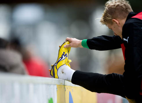 Uppvärmning, streching, fotbollssko