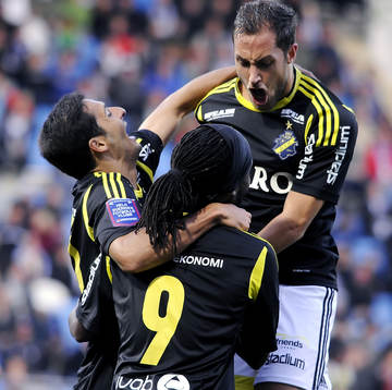 Celso Borges och Martin Kayongo- Mutumba, AIK jublar