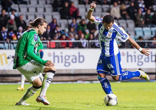 Daniel Sobralense, IFK Göteborg, laddar för skott mot