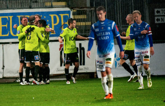 Halmstads jubel vid 1-0