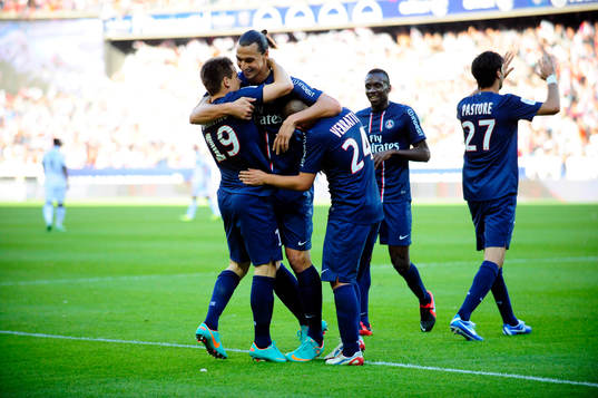 Kevin GAMEIRO och Zlatan IBRAHIMOVIC, PSG, jubel