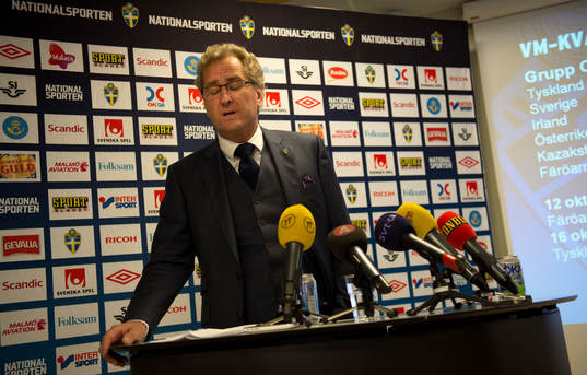 Erik Hamrén, förbundskapten Sverige presenterar VM