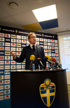 Erik Hamrén, förbundskapten Sverige presenterar VM