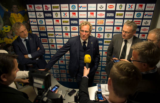 Erik Hamrén, förbundskapten Sverige presenterar VM