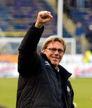 Per Olsson, tränare Gefle jublar