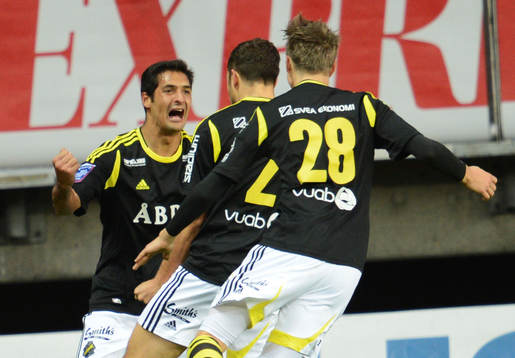 Jubel AIK när Niklas Backman gör 0-1