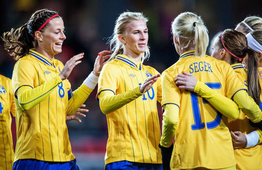 Fotboll, Damlandslaget, Träningslandskamp, Sverige -