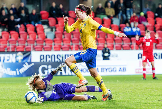 Fotboll, Damlandslaget, Träningslandskamp, Sverige -