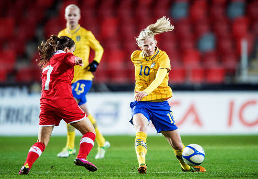 Fotboll, Damlandslaget, Träningslandskamp, Sverige -