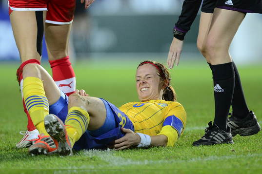 Fotboll, Damlandslaget, Träningslandskamp, Sverige -
