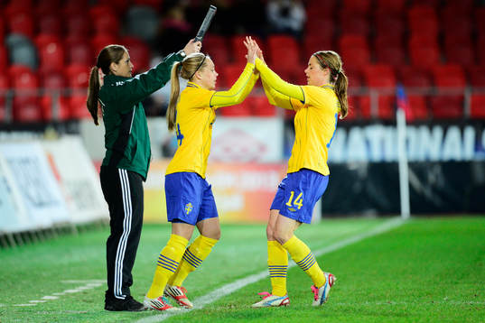 Fotboll, Damlandslaget, Träningslandskamp, Sverige -