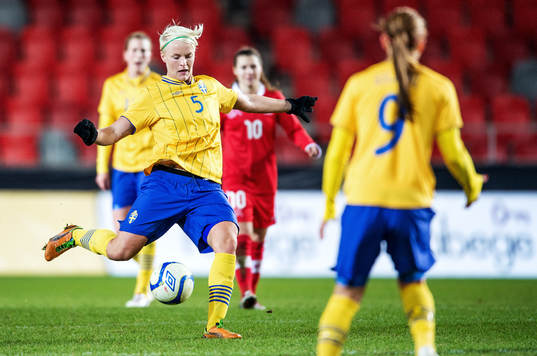 Fotboll, Damlandslaget, Träningslandskamp, Sverige -