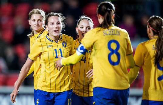 Fotboll, Damlandslaget, Träningslandskamp, Sverige -