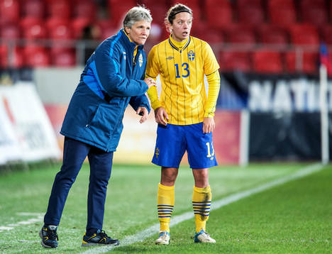 Fotboll, Damlandslaget, Träningslandskamp, Sverige -