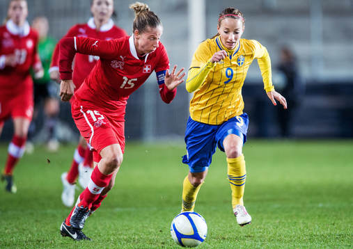 Fotboll, Damlandslaget, Träningslandskamp, Sverige -