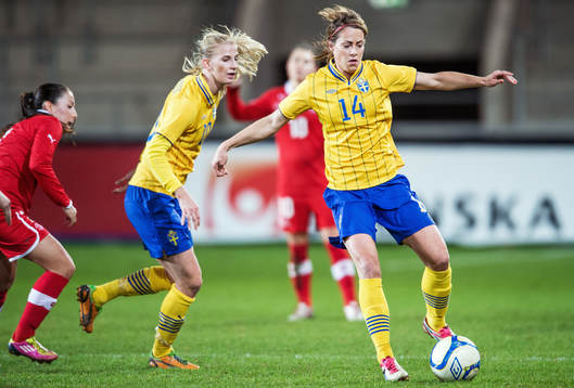 Fotboll, Damlandslaget, Träningslandskamp, Sverige -