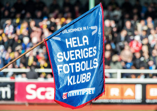 Flagga med texten, Hela Sveriges fotbollsklubb