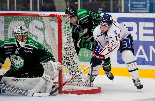 Jonas Fransson, målvakt, Rögle, Sebastian Karlsson,