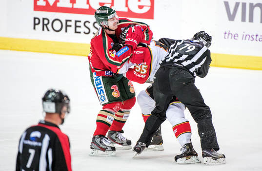 Robin Jacobsson, Luleå, i slagsmål med Per-Johan