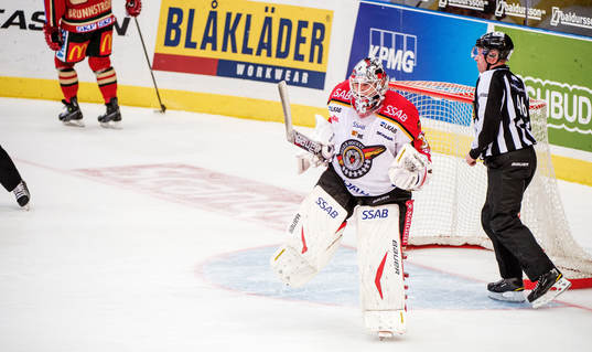 Johan Gustafsson, målvakt, Luleå, jublar
