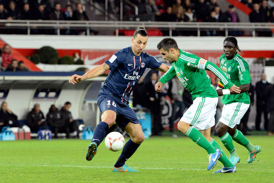 Loic PERRIN / Zlatan IBRAHIMOVIC - 03.11.2012 - PSG / Saint