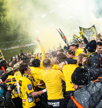 Champagne, glädje på innerplan. Elfsborg