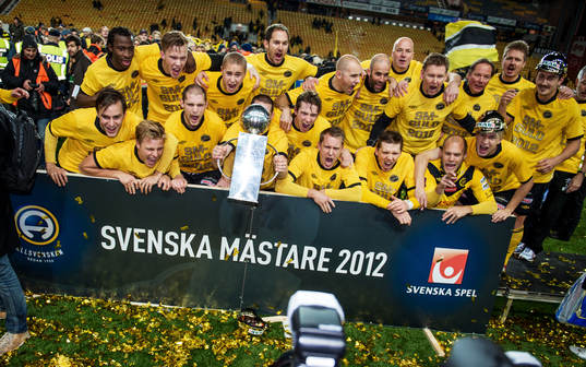 Elfsborg jublar vid segerskylten från Svenska Spel