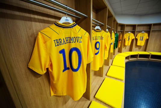 Svenska fotbollslandslagets omklädningsrum i Friends