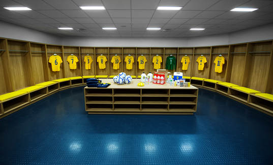 Svenska fotbollslandslagets omklädningsrum i Friends Arena