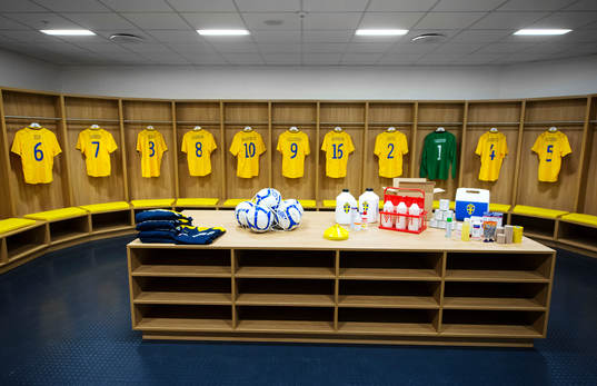 Svenska fotbollslandslagets omklädningsrum i Friends Arena