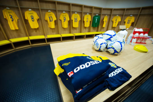 Svenska fotbollslandslagets omklädningsrum i Friends Arena