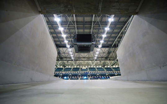 Spelargången som leder in till planen på Friends Arena
