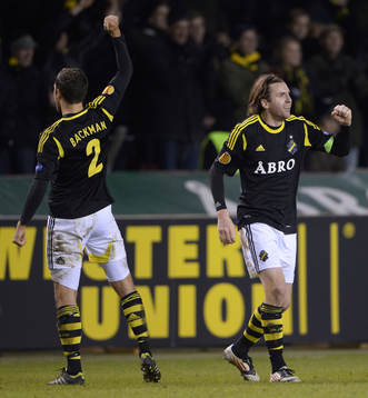 Niklas Backman och Nils-Eric Johansson, AIK Jublar