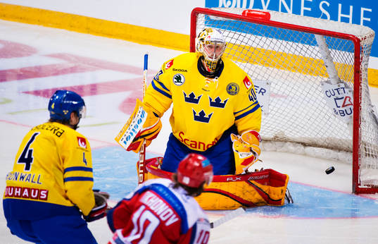 Johan Holmqvist, målvakt, Sverige, har precis släppt in