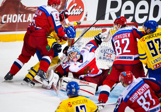 Oroligt framför Sergey Bobrovsky, målvakt, Ryssland