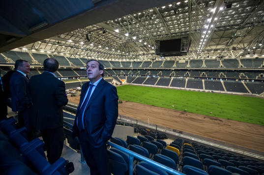 Michel Platini, president UEFA besöker Sverige nya