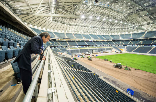 Michel Platini, president UEFA besöker Sverige nya