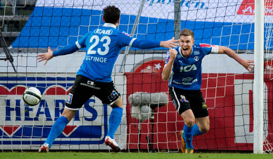 Marcus Antonsson, Richard Magyar, jublar vid 2-0