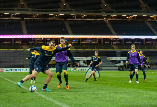Sveriges första träning på Friends Arena. Zlatan