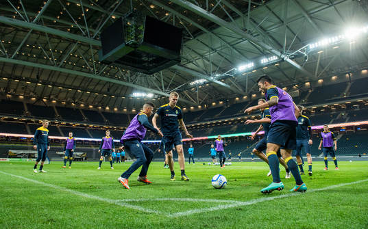 Sveriges första träning på Friends Arena. Tobias Sana,