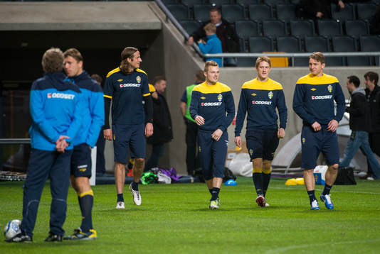 Sveriges första träning på Friends Arena. Jonas Olsson,