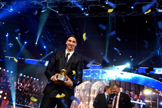 Zlatan Ibrahimovic, vinnare av Guldbollen, priset delas ut