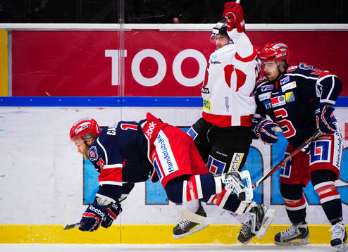 Robert Carlsson och Damien Fleury, Södertälje, kämpar