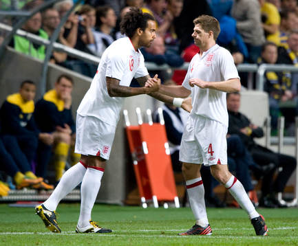 Stefen Gerrard ut, Tom Huddlestone, England, in