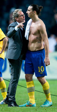 Erik Hamrén, förbundskapten och Zlatan Ibrahimovic,