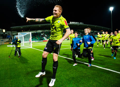 Halmstad är tillbaka i Allsvenskan. Gudjon Baldvinsson,