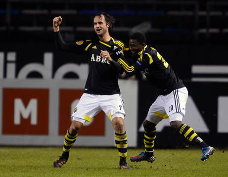 Helgi danielsson och Ibrahim Moro, AIK jublar