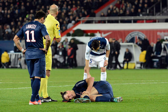 Blessure Zlatan IBRAHIMOVIC / Yohann THURAM - 24.11.2012 -